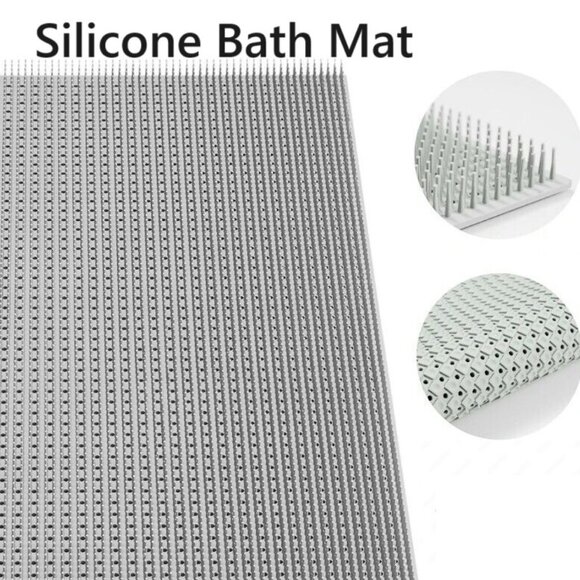 Large Silicone Acupressure Bath Mat (19"x27") Anti-Cold, Non-Slip, Light Gray - Picture 1 of 8